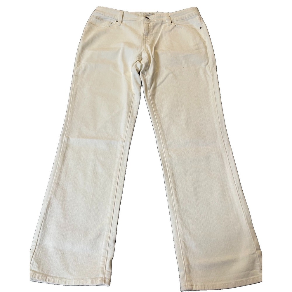 Vtg 90s LL Bean Favorite Fit Jeans Womens 10 White Denim Straight Leg Classic